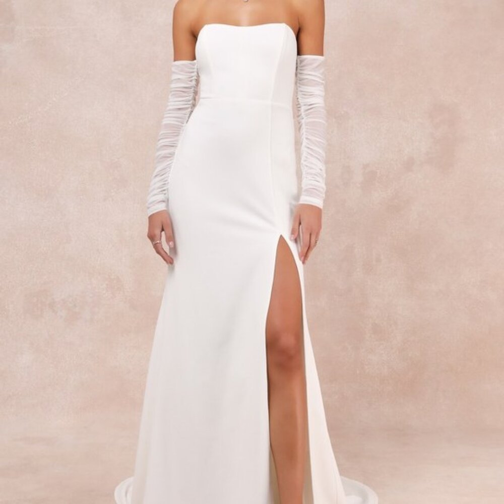 Lulus Glorious Romance White Off-the-shoulder Mermaid Maxi Dress - Size L